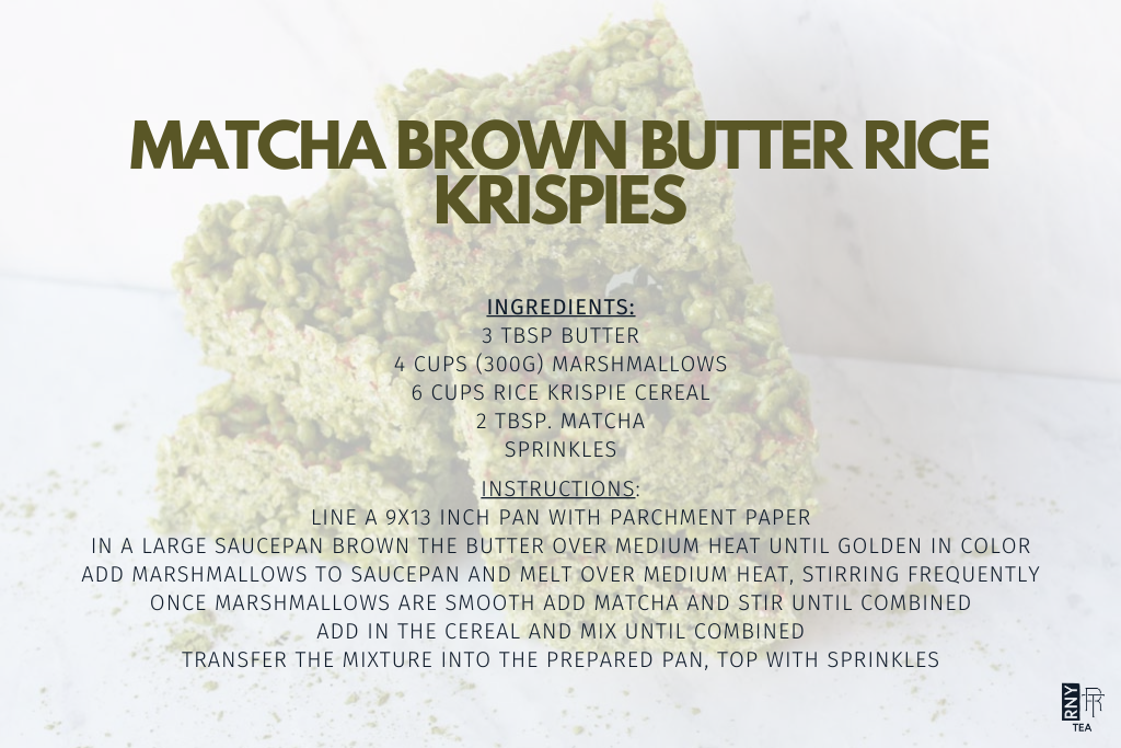 organic matcha brown butter rice krispies